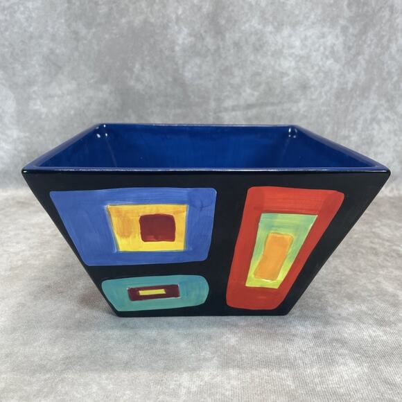 Modern Mary Naylor Designs Large Square Bowl Abstract Geometric 8 x 4.75 in Rare - Picture 3 of 8